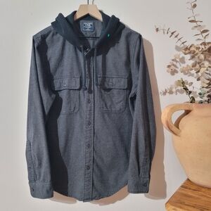 Abercrombie & Fitch Men’s Hooded Flannel Houndstooth Gorpcore Street Sz M